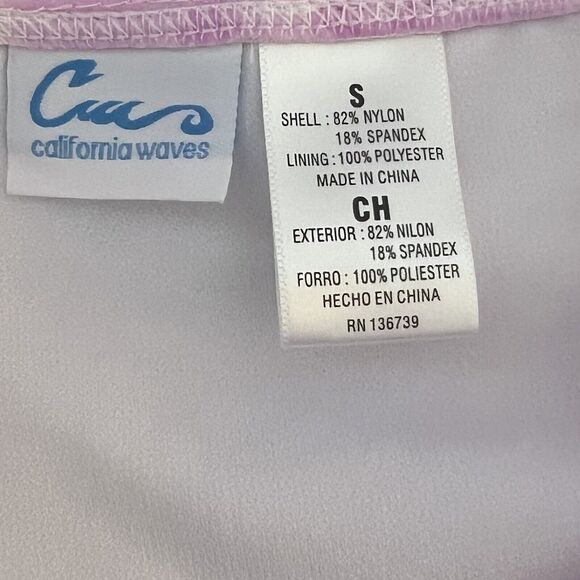 California Waves High Waisted Swimsuit Bottoms Size Small Pink White Tie Dye NEW - Picture 6 of 7